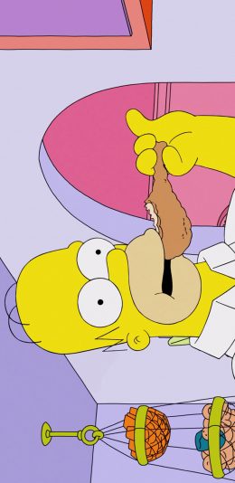 [2436x1125]辛普森 美国 吃鸡腿 苹果手机动漫壁纸图片