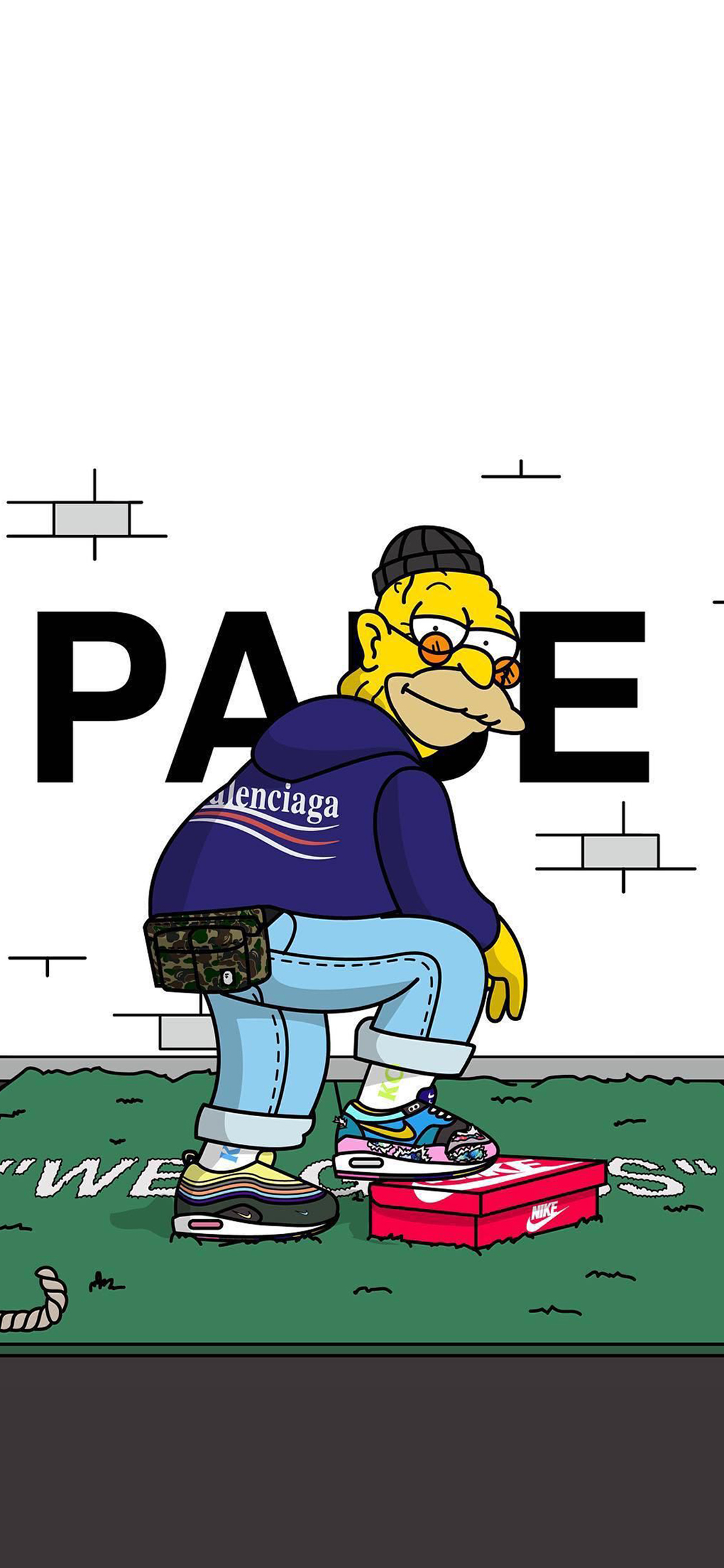 [2436×1125]辛普森 老年 动画 潮牌 潮服 苹果手机动漫壁纸图片