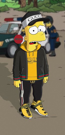 [2436x1125]辛普森一家 动画 卡通 欧美 潮牌 Gucci 苹果手机动漫壁纸图片