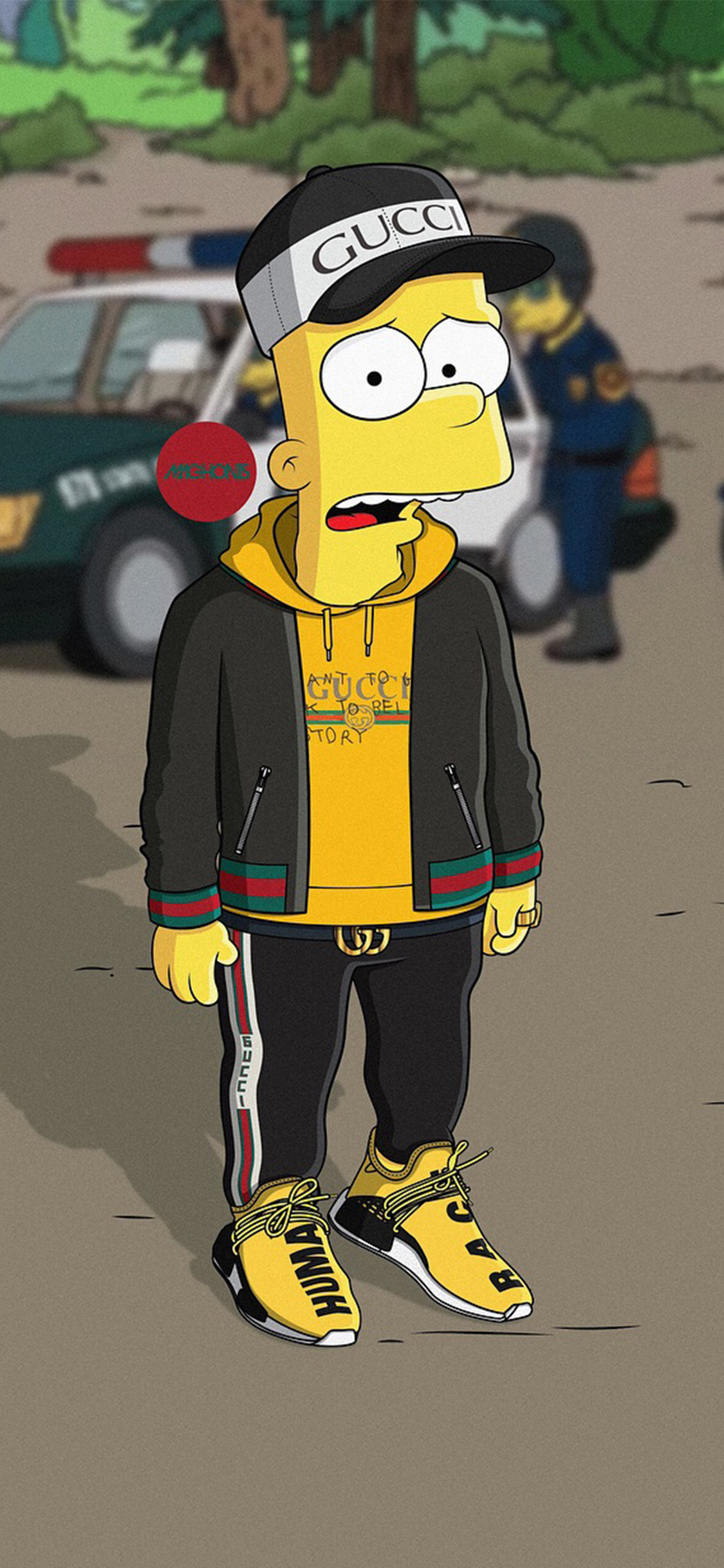[2436×1125]辛普森一家 动画 卡通 欧美 潮牌 Gucci 苹果手机动漫壁纸图片