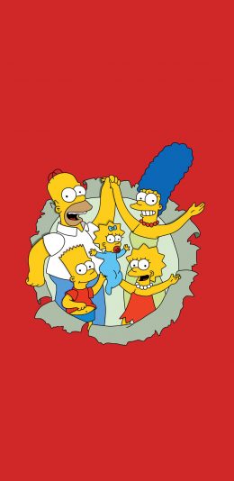 [2436x1125]辛普森一家 欧美 动画 红色 苹果手机动漫壁纸图片