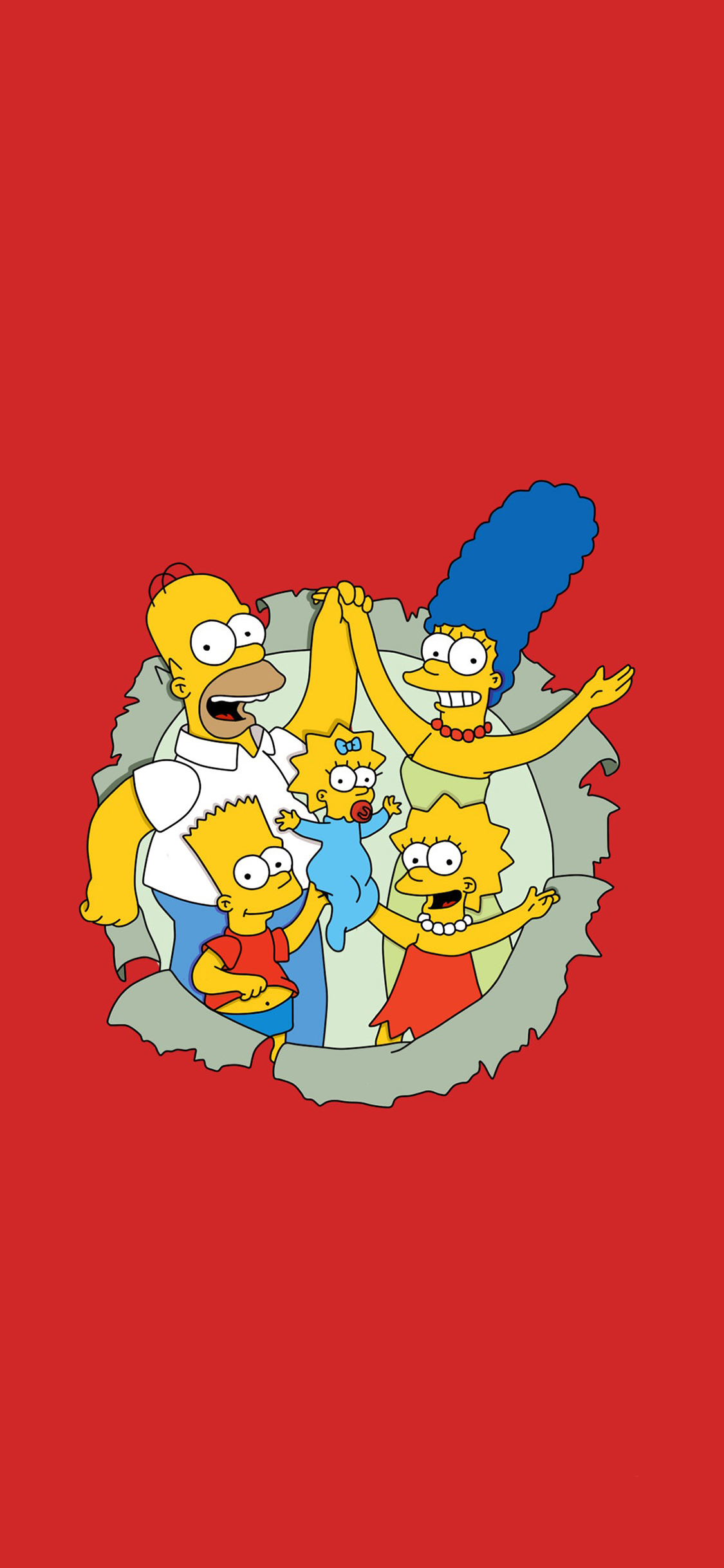 [2436×1125]辛普森一家 欧美 动画 红色 苹果手机动漫壁纸图片