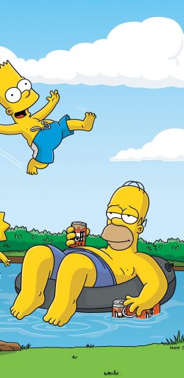 [2436x1125]辛普森一家 美国 动画 夏日 卡通 苹果手机动漫壁纸图片