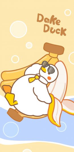 [2436x1125]达可鸭 dake duck 香蕉 卡通 苹果手机动漫壁纸图片