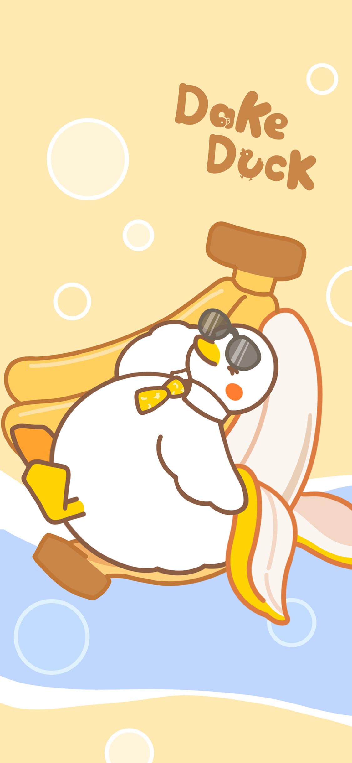[2436×1125]达可鸭 dake duck 香蕉 卡通 苹果手机动漫壁纸图片