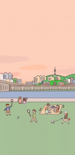 [2436x1125]运动 插图 休闲 人物 苹果手机动漫壁纸图片