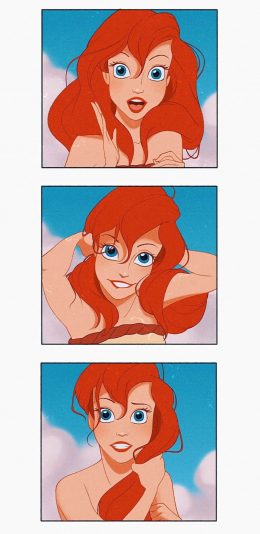 [2436x1125]迪士尼 人鱼公主 红发 分屏 苹果手机动漫壁纸图片