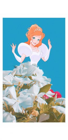 [2436x1125]迪士尼 公主 鲜花 裙子 创意 苹果手机动漫壁纸图片