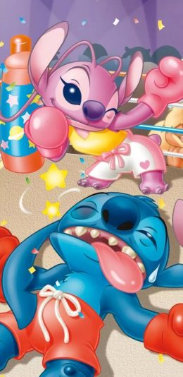 [2436x1125]迪士尼 动漫 史迪仔 626实验品 拳击 苹果手机动漫壁纸图片