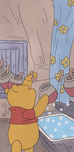 [2436x1125]迪士尼 动画 小熊维尼 蜂蜜罐 苹果手机动漫壁纸图片