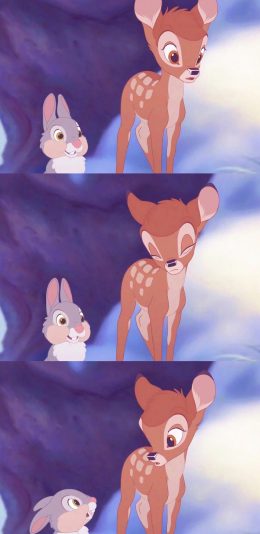 [2436x1125]迪士尼 动画 小鹿斑比 桑普兔 苹果手机动漫壁纸图片