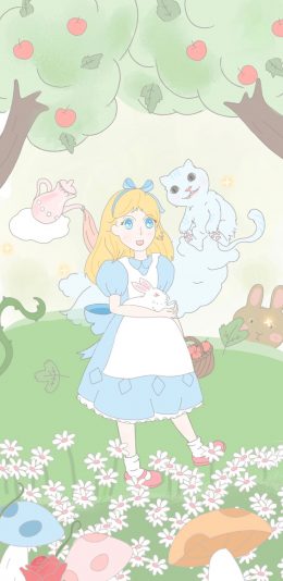 [2436x1125]迪士尼 动画 爱丽丝梦游仙境 插图 苹果手机动漫壁纸图片