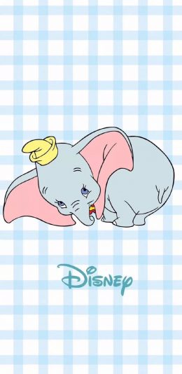 [2436x1125]迪士尼 卡通 小飞象 格子 苹果手机动漫壁纸图片
