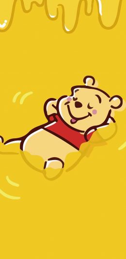 [2436x1125]迪士尼 小熊维尼 蜂蜜 苹果手机动漫壁纸图片