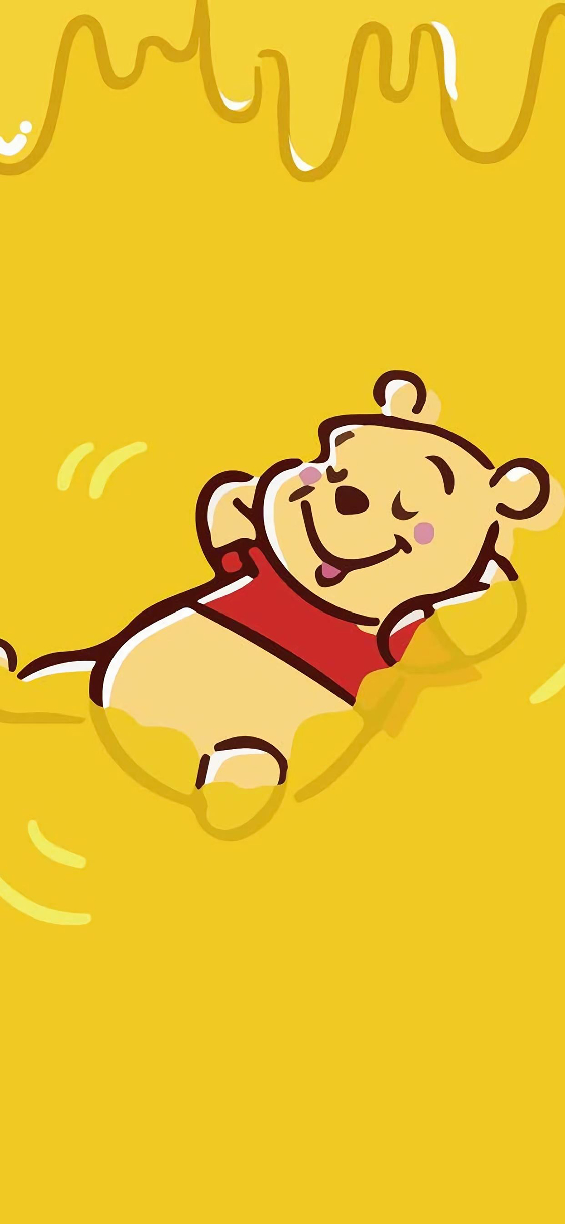 [2436×1125]迪士尼 小熊维尼 蜂蜜 苹果手机动漫壁纸图片