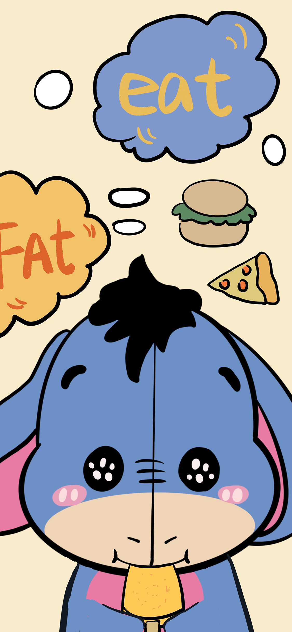 [2436×1125]迪士尼 小熊维尼 驴子  Eeyore 伊尔 苹果手机动漫壁纸图片