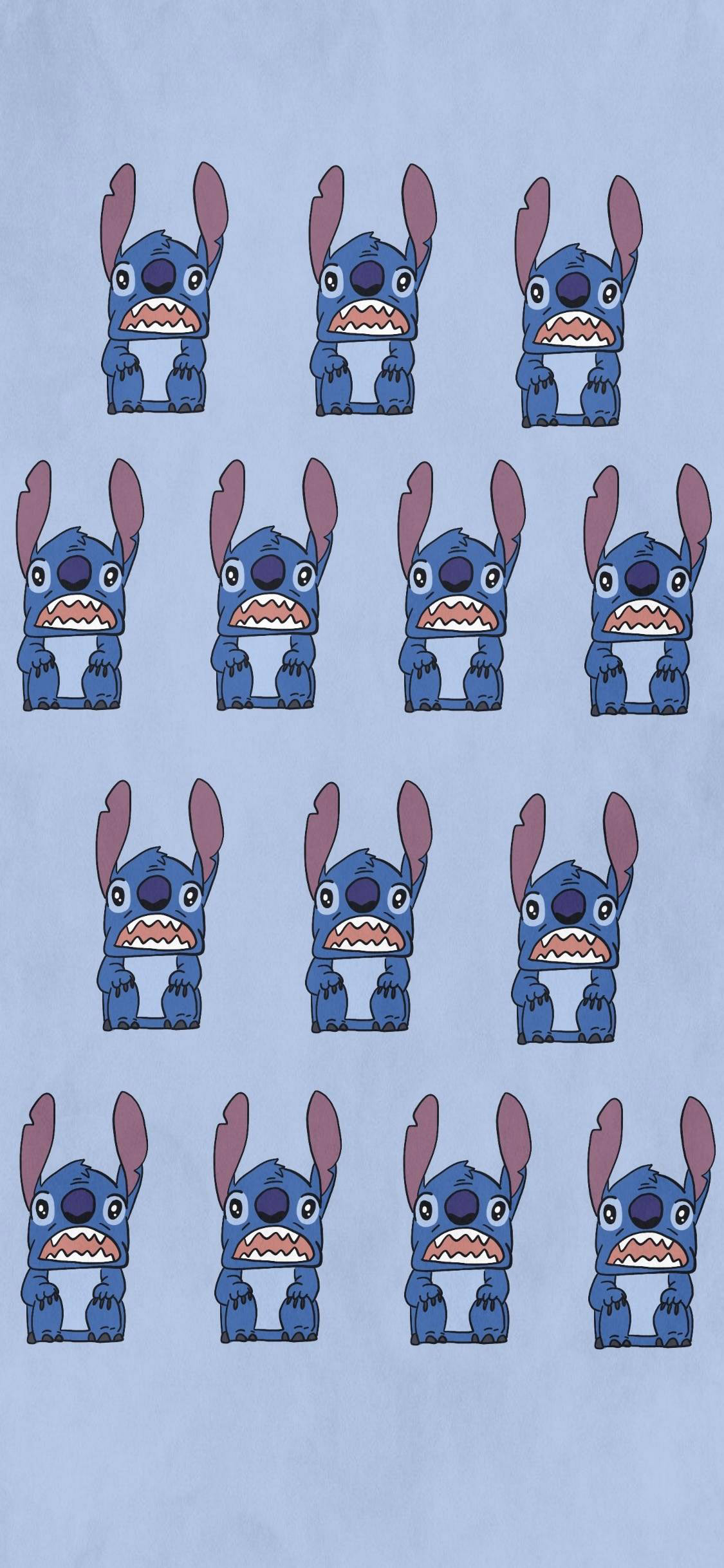 [2436×1125]迪士尼 星际宝贝 史迪仔 平铺 苹果手机动漫壁纸图片