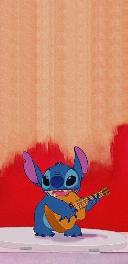 [2436x1125]迪士尼 星际宝贝 史迪仔 弹吉他 苹果手机动漫壁纸图片