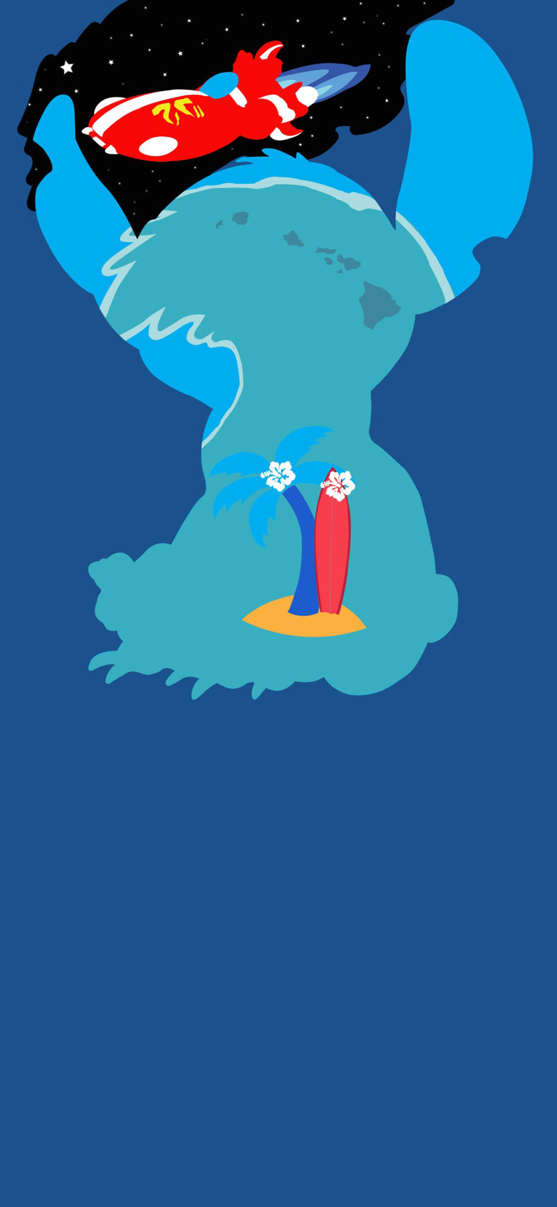 [2436×1125]迪士尼 星际宝贝 史迪仔 火箭 苹果手机动漫壁纸图片