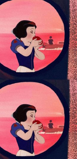 [2436x1125]迪士尼 白雪公主 吃苹果 童话 苹果手机动漫壁纸图片