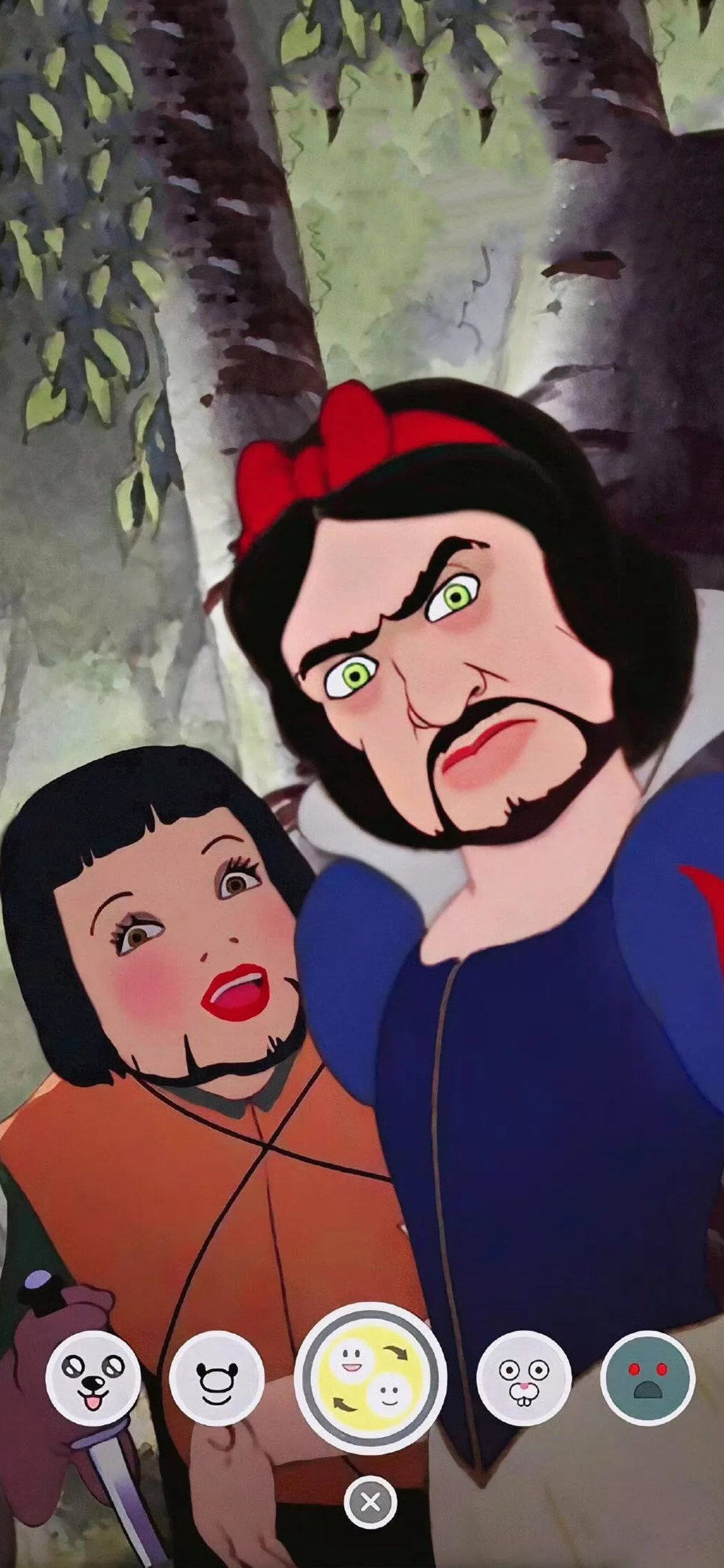 [2436×1125]迪士尼 白雪公主 恶搞 胡子 苹果手机动漫壁纸图片