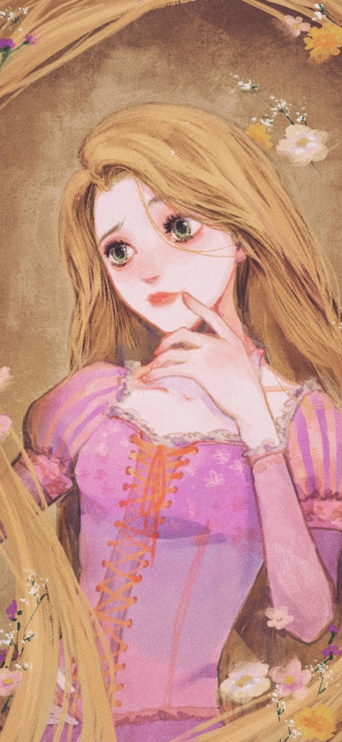 [2436×1125]迪士尼 童话故事 长发公主 苹果手机动漫壁纸图片