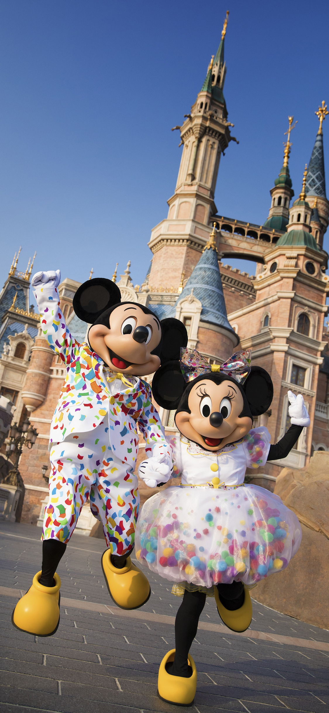 [2436×1125]迪士尼 米奇 米妮 城堡 苹果手机动漫壁纸图片