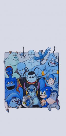 [2436x1125]迪士尼 蓝精灵 史迪仔 灯神 合集 苹果手机动漫壁纸图片