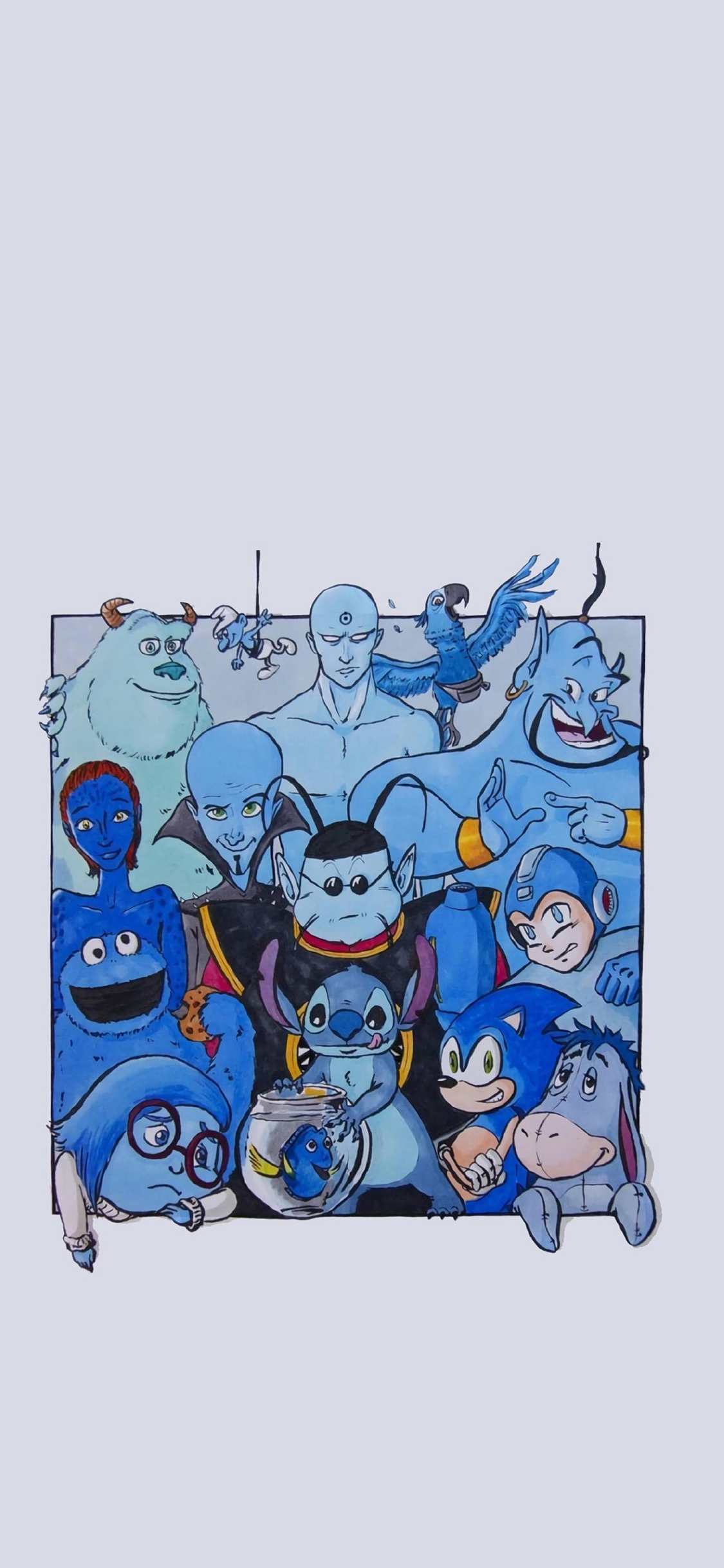 [2436×1125]迪士尼 蓝精灵 史迪仔 灯神 合集 苹果手机动漫壁纸图片