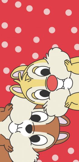 [2436x1125]迪士尼卡通 松鼠 波点背景 苹果手机动漫壁纸图片