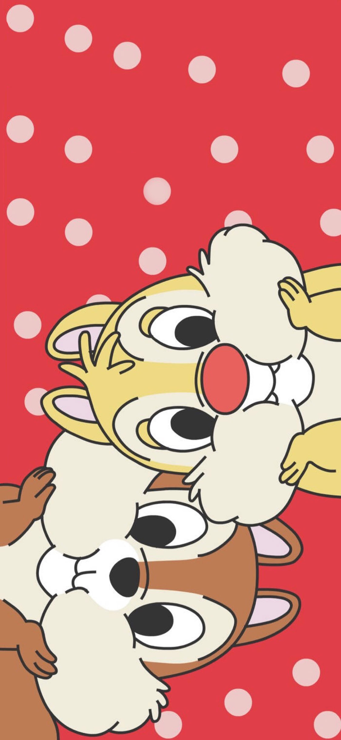 [2436×1125]迪士尼卡通 松鼠 波点背景 苹果手机动漫壁纸图片