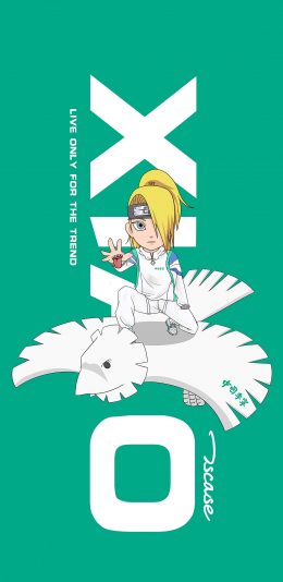 [2436x1125]迪达拉 晓组织 中国李宁 火影忍者 绿 苹果手机动漫壁纸图片