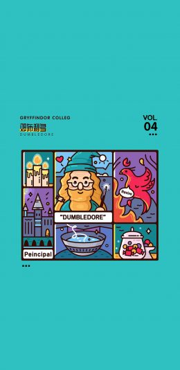 [2436x1125]邓布利多 哈利波特 电影 卡通 苹果手机动漫壁纸图片