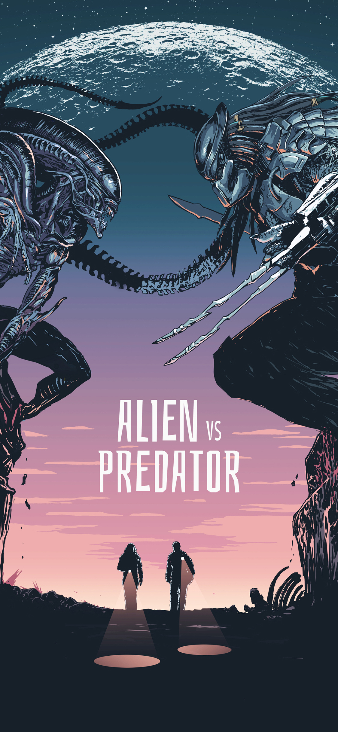 [2436×1125]铁血战士 漫画 欧美 月球 苹果手机动漫壁纸图片