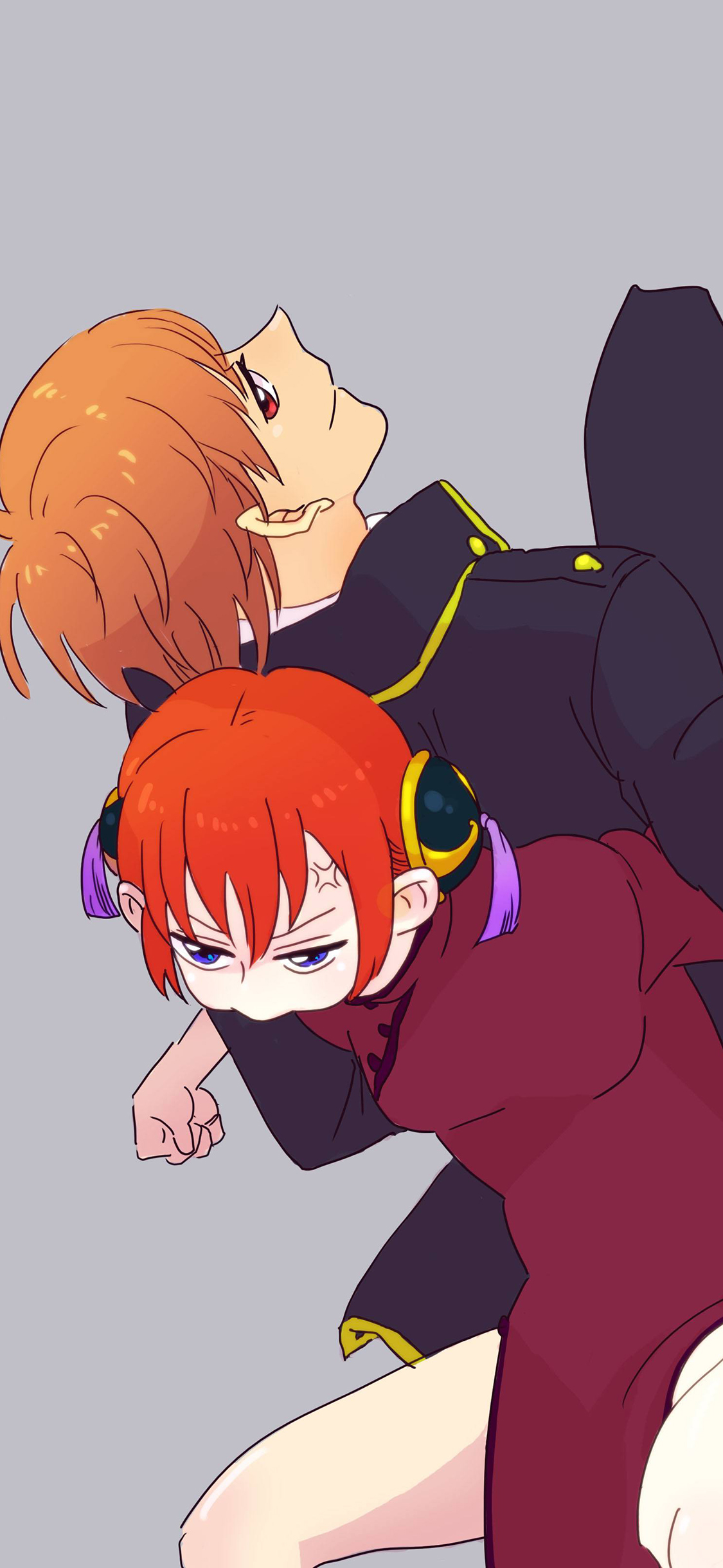 [2436×1125]银魂 坂田银时 神乐 漫画 苹果手机动漫壁纸图片