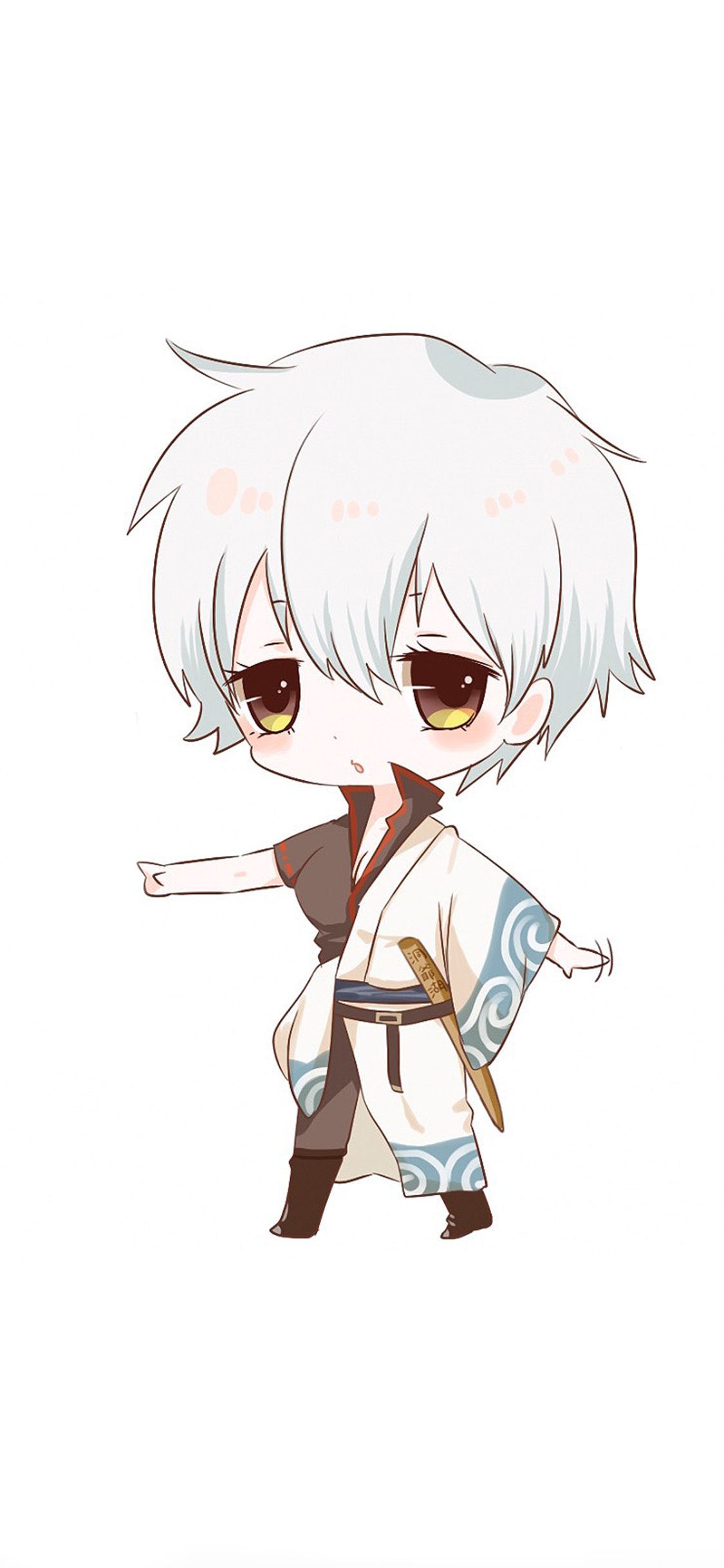 [2436×1125]银魂 银时 手绘 卡通 苹果手机动漫壁纸图片