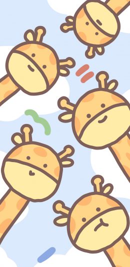 [2436x1125]长颈鹿 平铺 可爱 卡通 苹果手机动漫壁纸图片