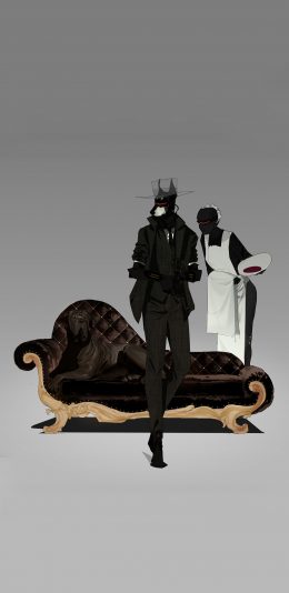 [2436x1125]阿尔法狗 西装革履 女仆 苹果手机动漫壁纸图片