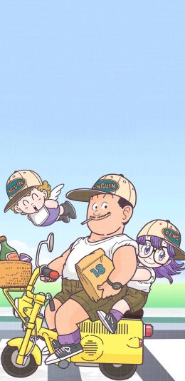 [2436x1125]阿拉蕾 黄色电瓶车 卡通 苹果手机动漫壁纸图片