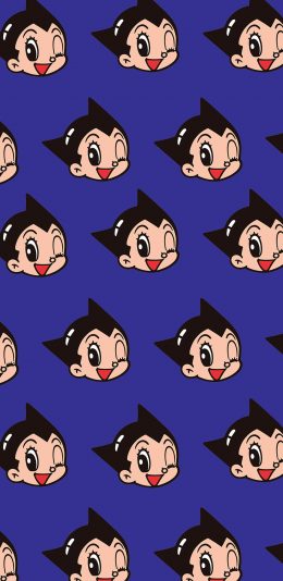 [2436x1125]阿童木 动画 蓝色 平铺 日本 苹果手机动漫壁纸图片