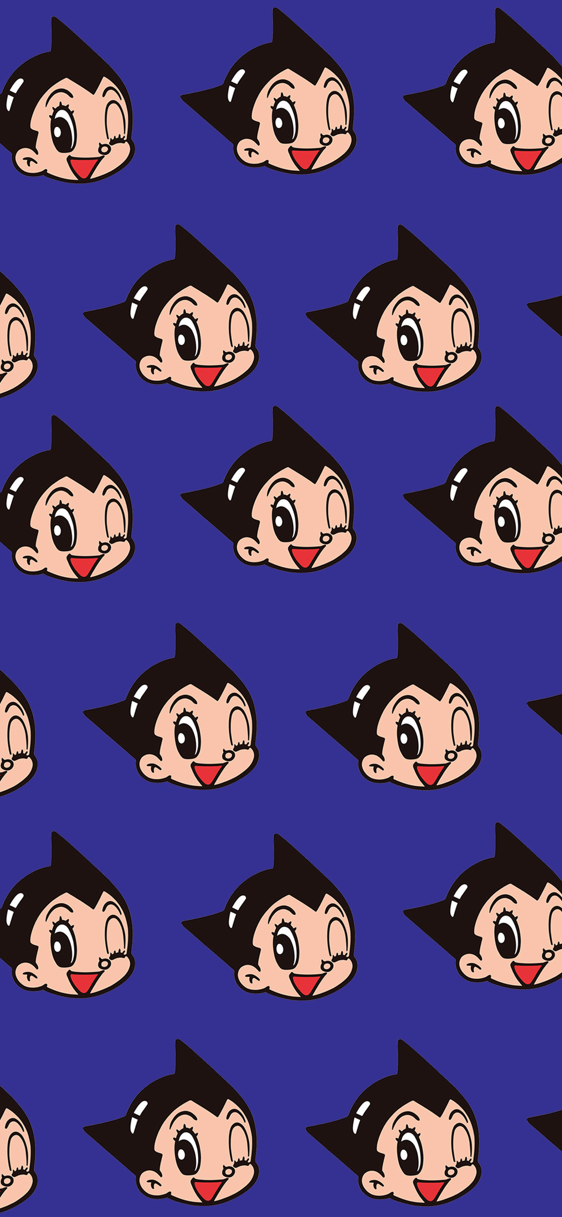 [2436×1125]阿童木 动画 蓝色 平铺 日本 苹果手机动漫壁纸图片