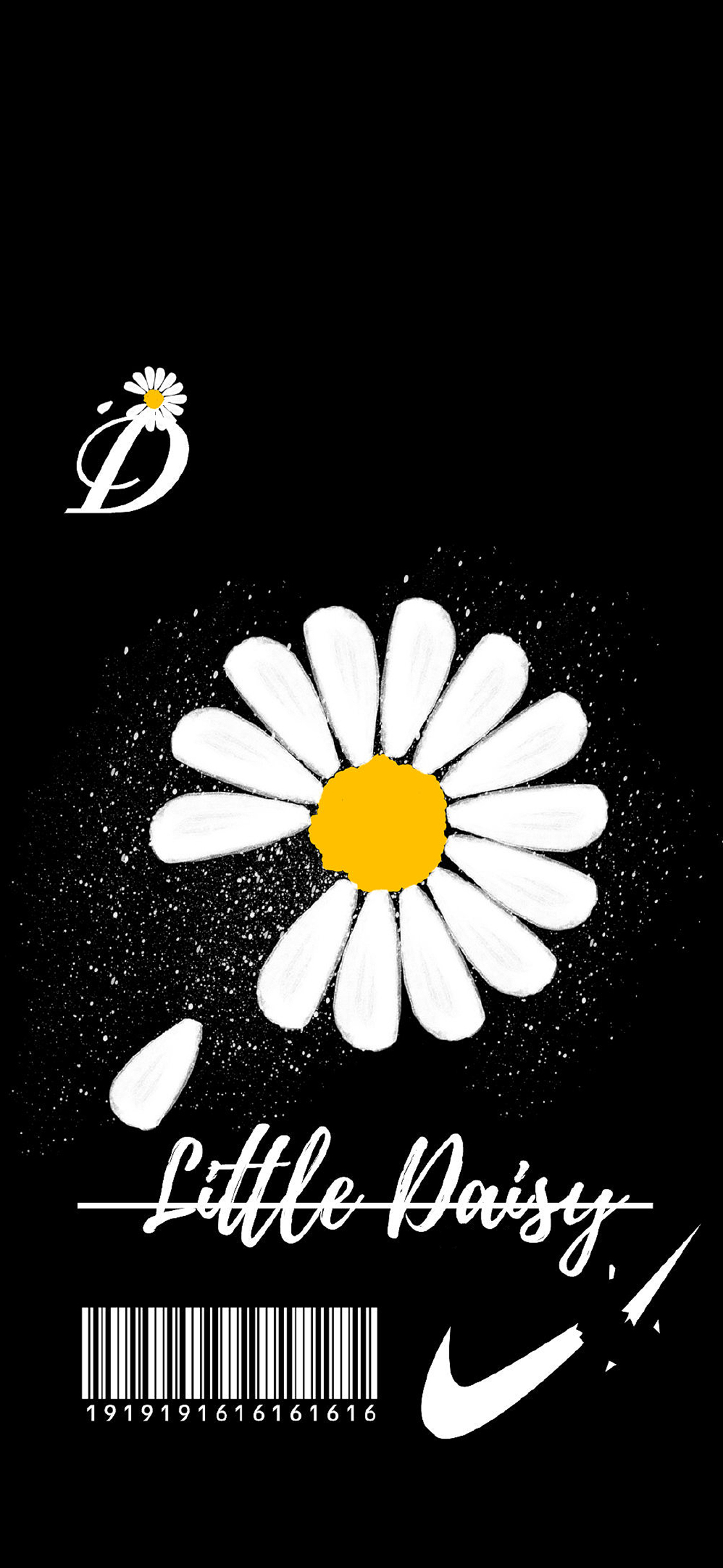 [2436×1125]雏菊 黑白 耐克 图标 苹果手机动漫壁纸图片