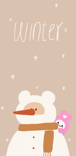 [2436x1125]雪人 winter 笨笨鼠 卡通 苹果手机动漫壁纸图片