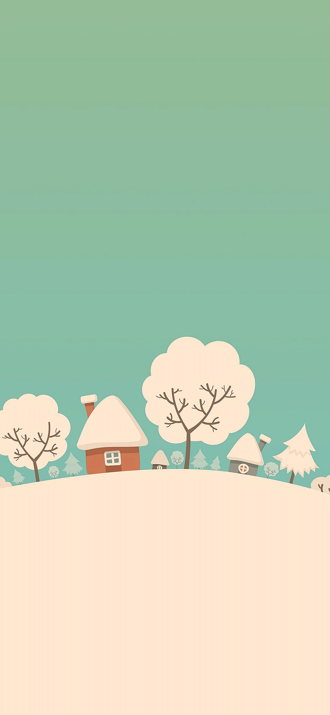 [2436×1125]雪景 简约 雪季 卡通 苹果手机动漫壁纸图片