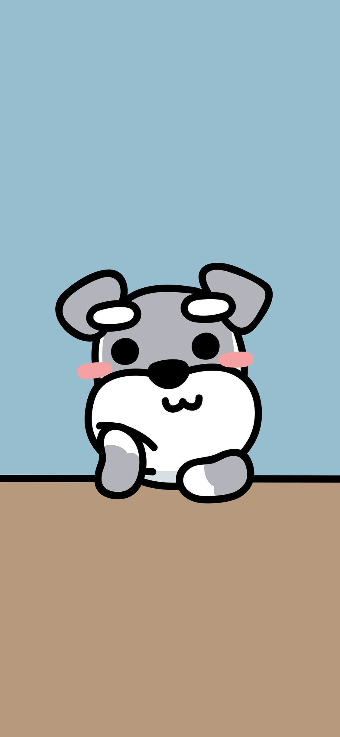 [2436×1125]雪纳瑞 狗 犬 卡通 可爱 苹果手机动漫壁纸图片