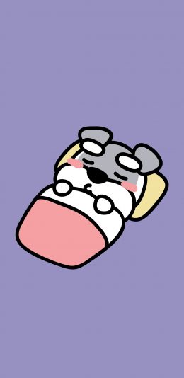 [2436x1125]雪纳瑞 狗 犬 卡通 可爱 睡觉 苹果手机动漫壁纸图片