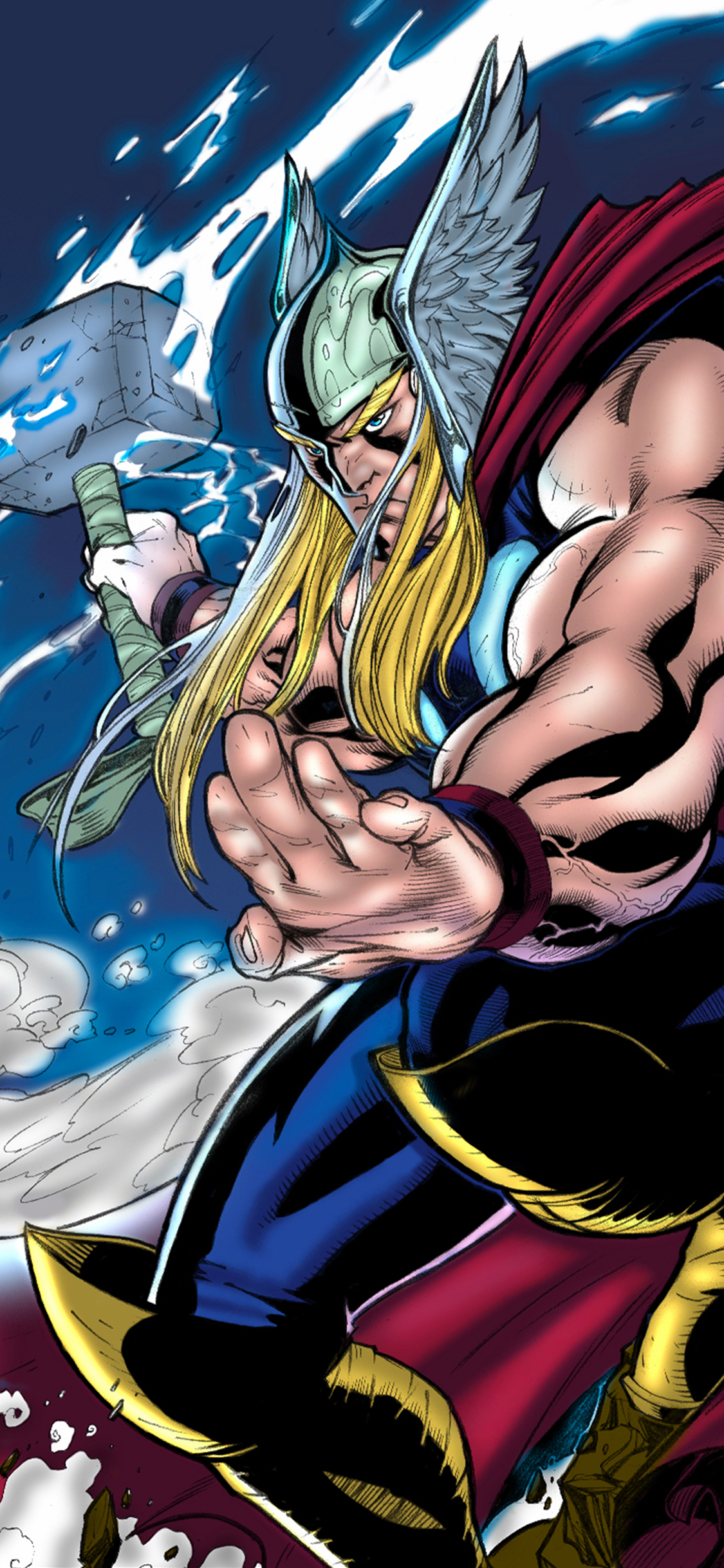 [2436×1125]雷神 复仇者联盟 超级英雄 漫威 欧美 苹果手机动漫壁纸图片