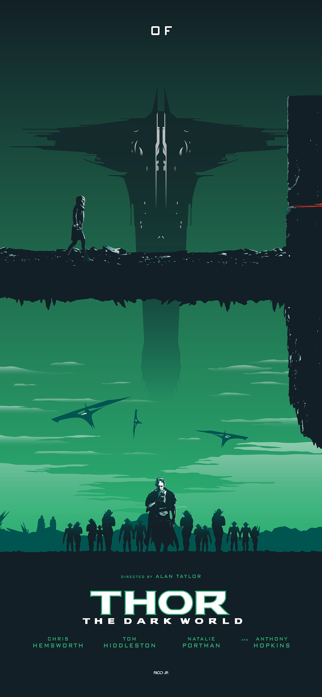 [2436×1125]雷神 超级英雄 复仇者联盟 漫威 绿色 苹果手机动漫壁纸图片