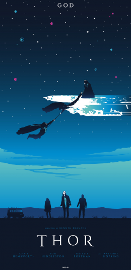 [2436x1125]雷神 超级英雄 复仇者联盟 漫威 蓝色 苹果手机动漫壁纸图片