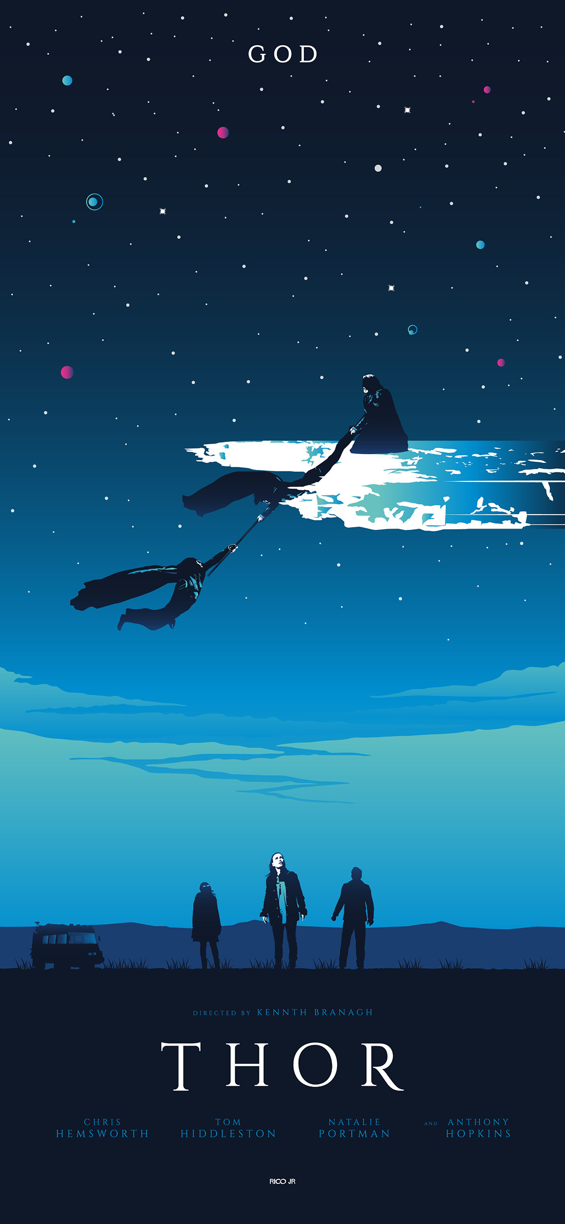 [2436×1125]雷神 超级英雄 复仇者联盟 漫威 蓝色 苹果手机动漫壁纸图片